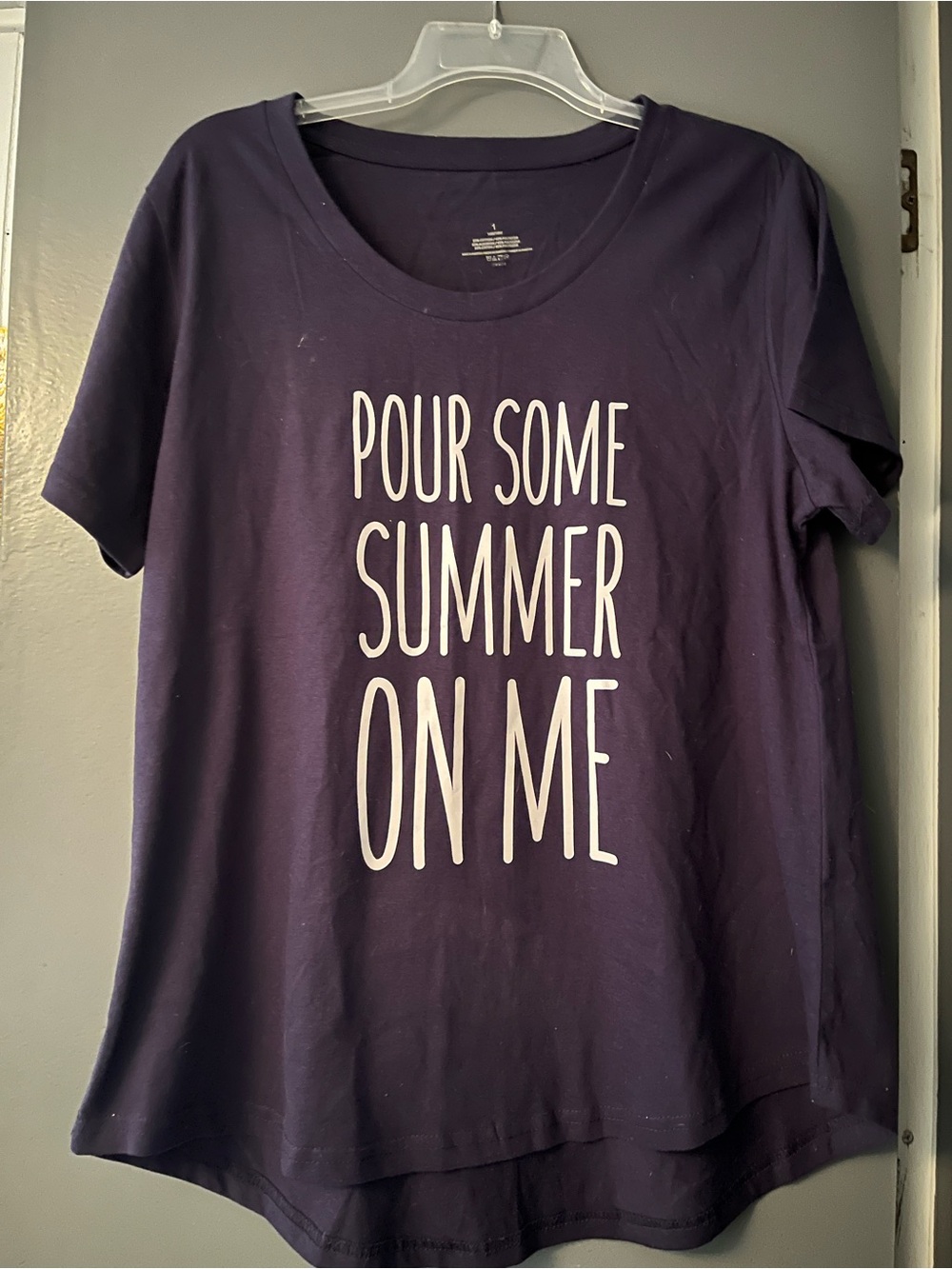 Navy Blue Graphic Tee "Pour Some Summer On Me’ Size 1  or 14w/16w